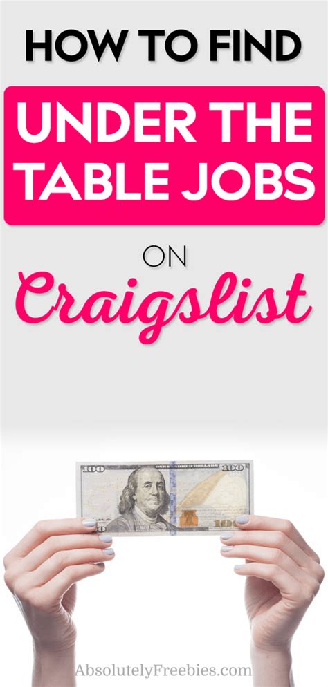 Facebook – Lots of people post <b>under</b> <b>the table</b> or one-time <b>jobs</b> for cash in Facebook groups. . Craigslist under the table jobs